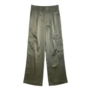 Sans Souci Dark Green Satin Wide Leg Pants